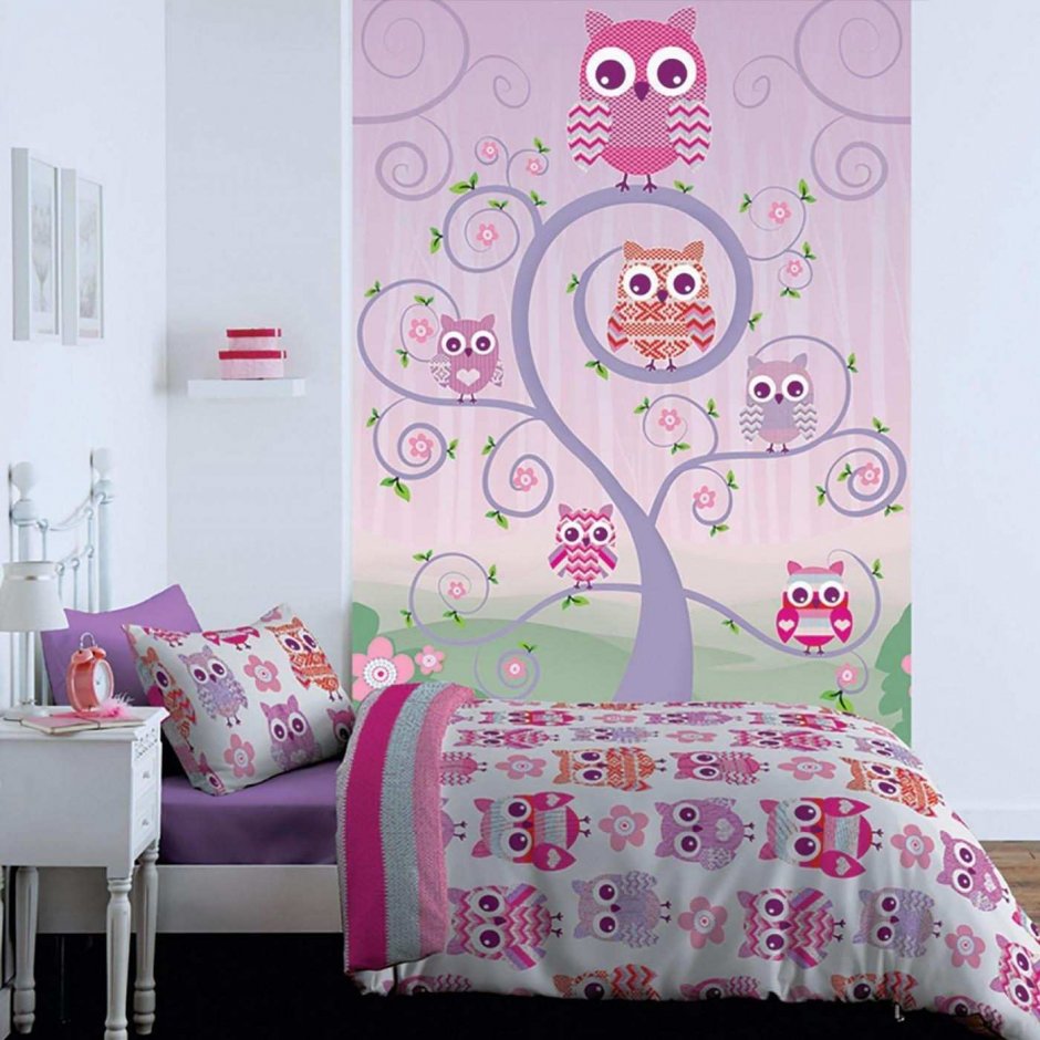 Дизайн спальни для девочек с совами