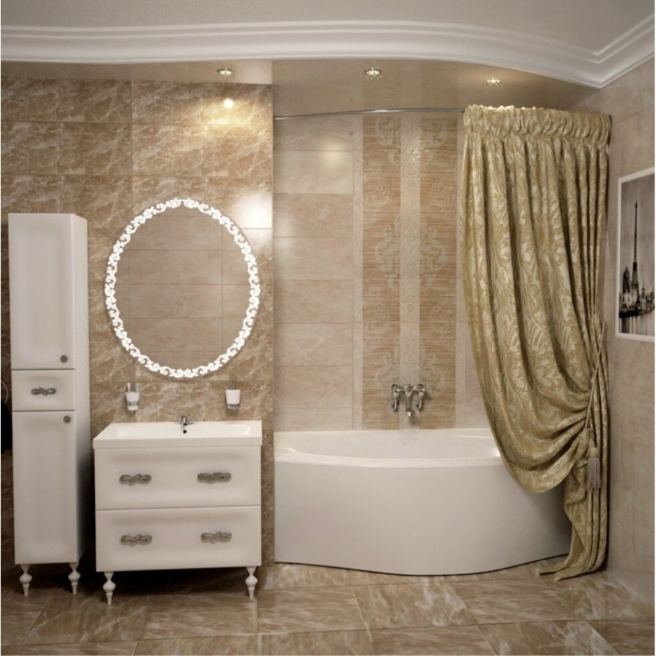 Штора для ванной Aima Design у37613 240x240, двойная, Жемчужная