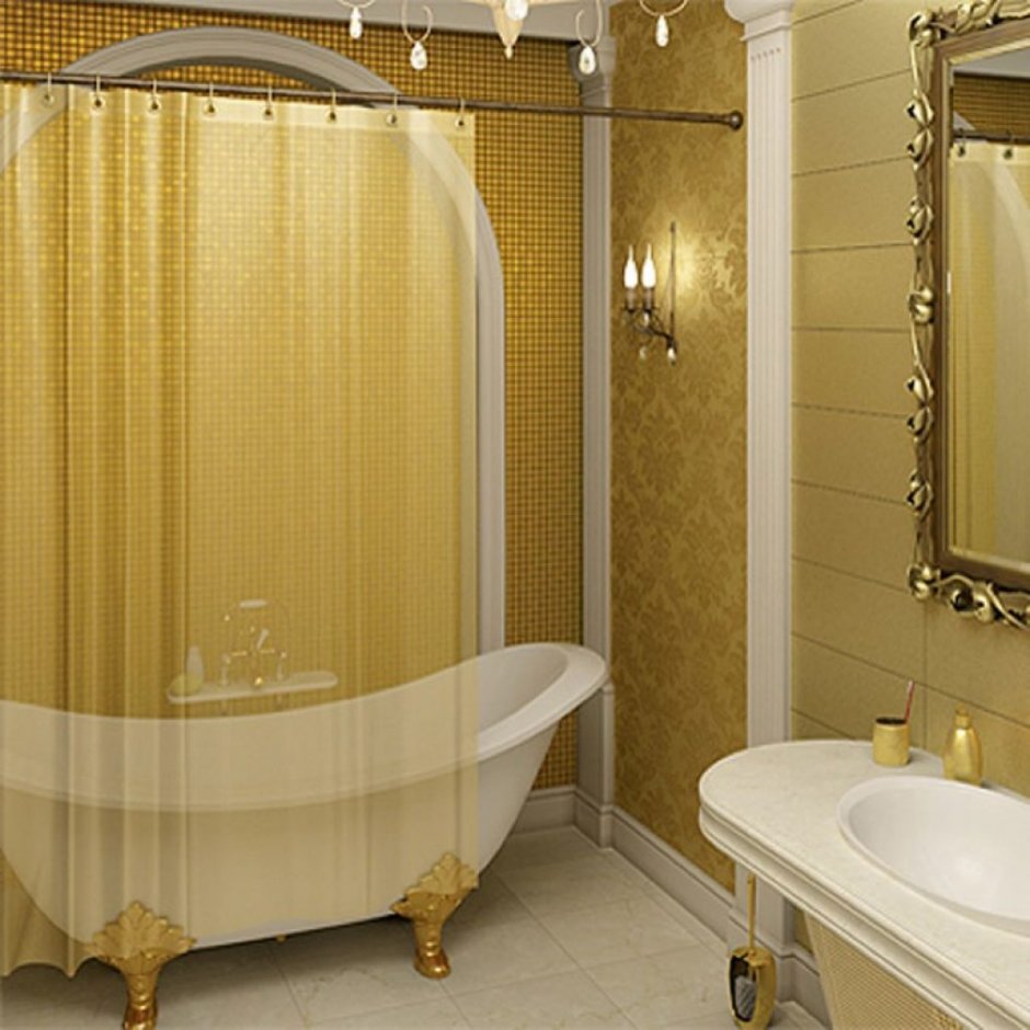 Штора для ванной комнаты Золотая
