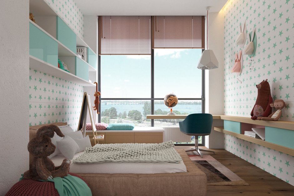 Детская комната с панорамными окнами для мальчика