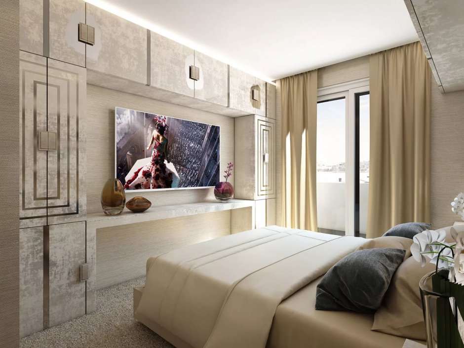 Телевизор в маленькой спальне