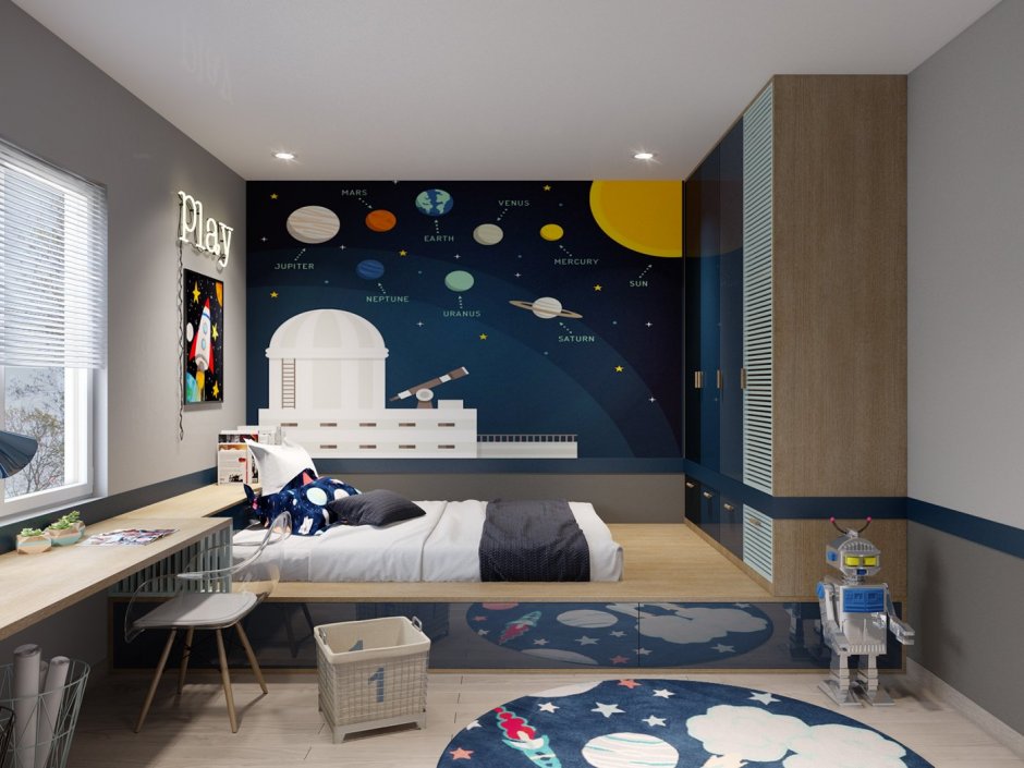 Комната для мальчика космос и астрономия