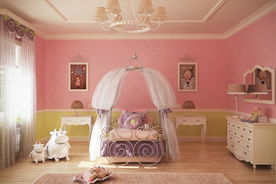 Детская персиковая комната для девочки 5 лет