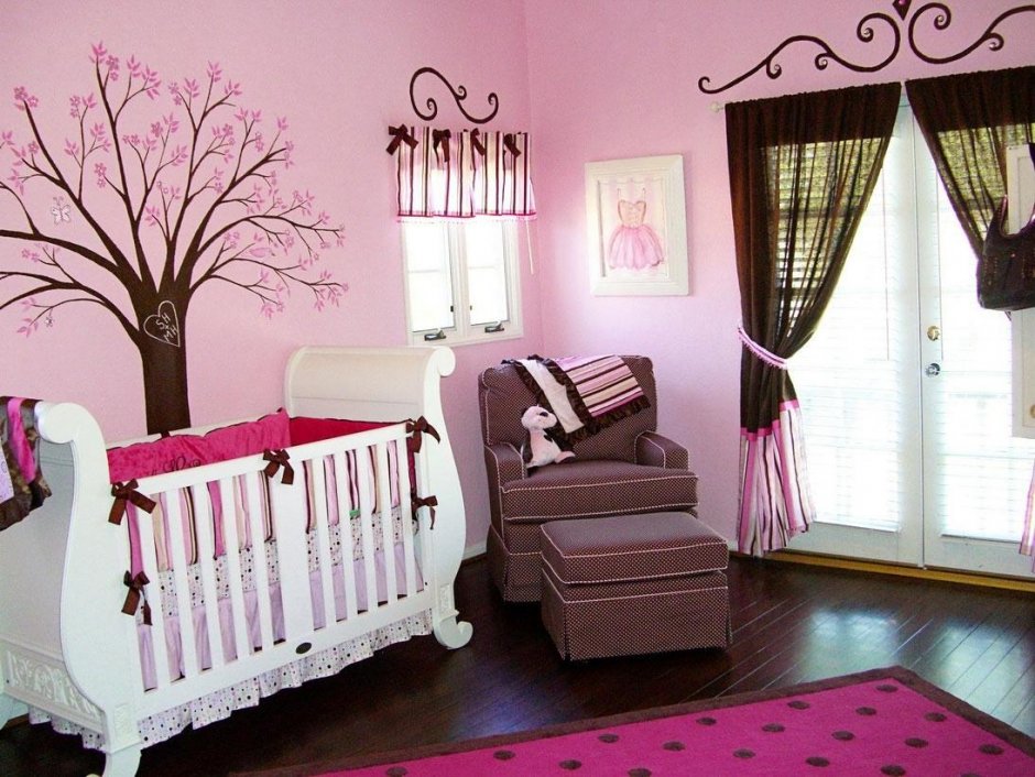 Детская комната для новорожденных девочках