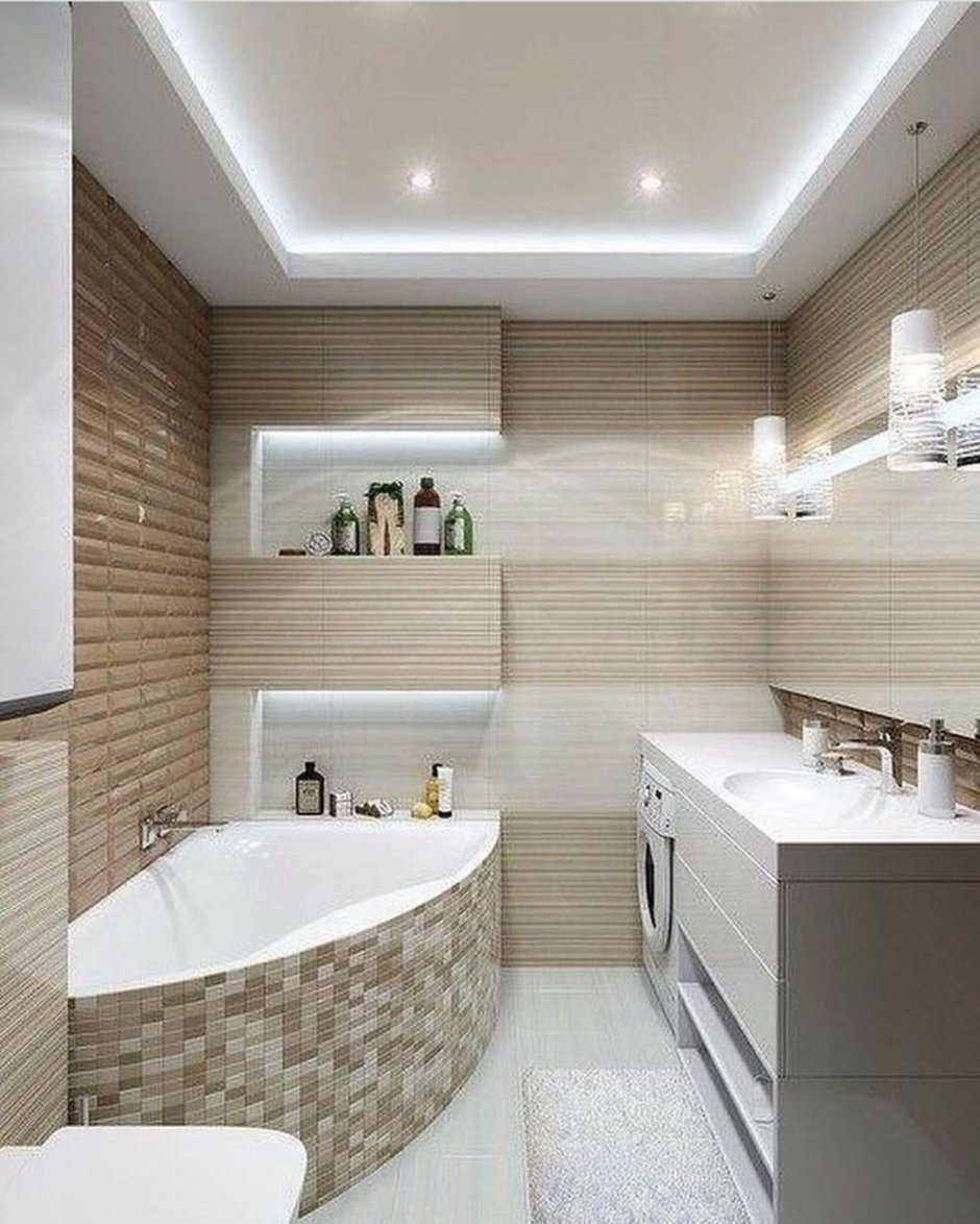 Ванная комната с угловой ванной