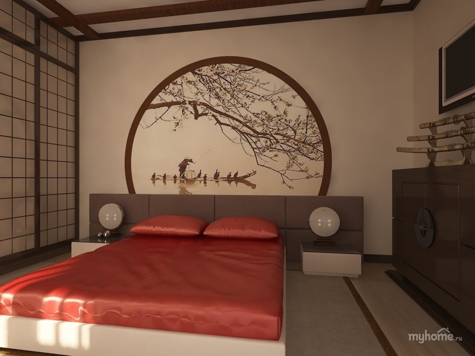 Красивая современная комната в японском стиле