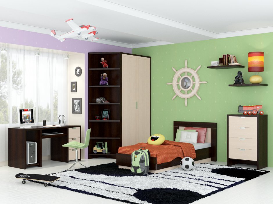 Интерьер детской комнаты с мебелью венге