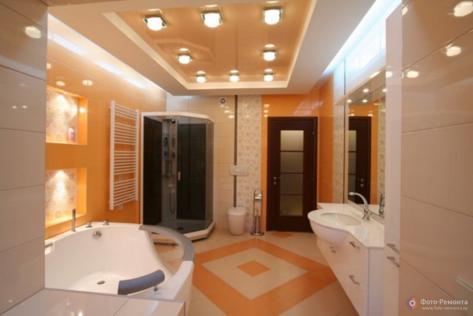Освещение в туалете с натяжным потолком