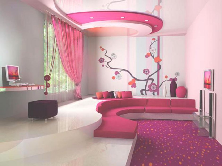 Комната для девочки розовая подиум