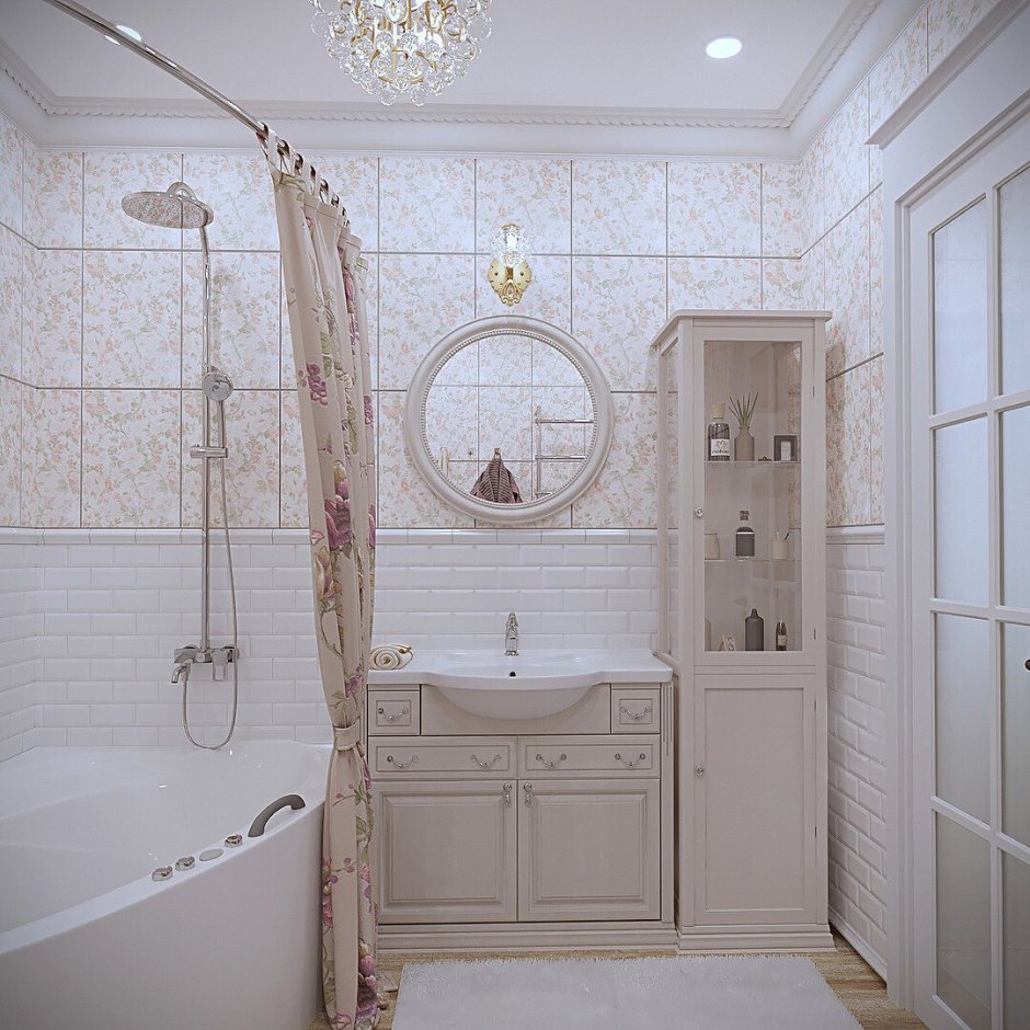 Ванная комната в стиле Прованс малогабаритная