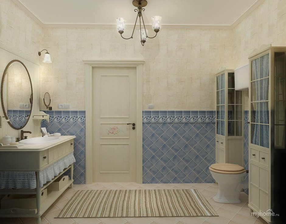 Ванная комната в частном доме в стиле Прованс