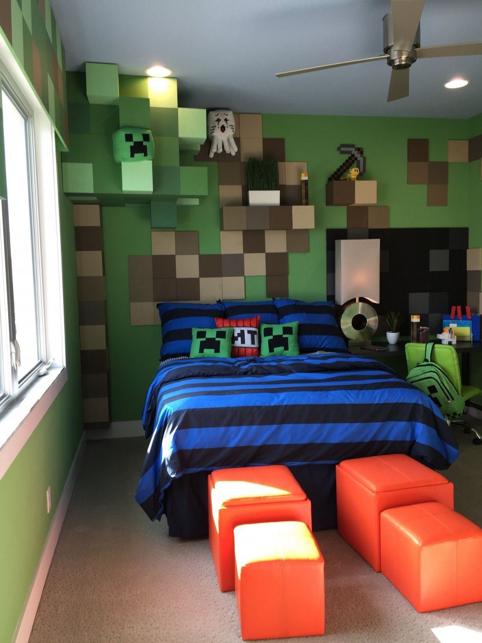 Комната в стиле МАЙНКРАФТА для мальчиков