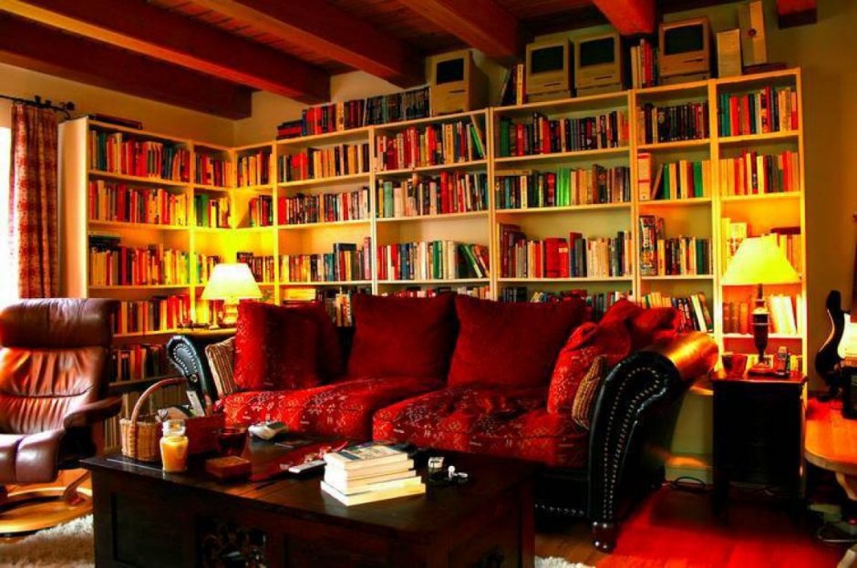 Уютная комната с книгами