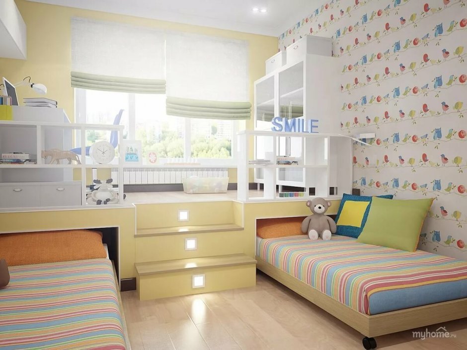 Детская комната 10 кв м для двоих разнополых