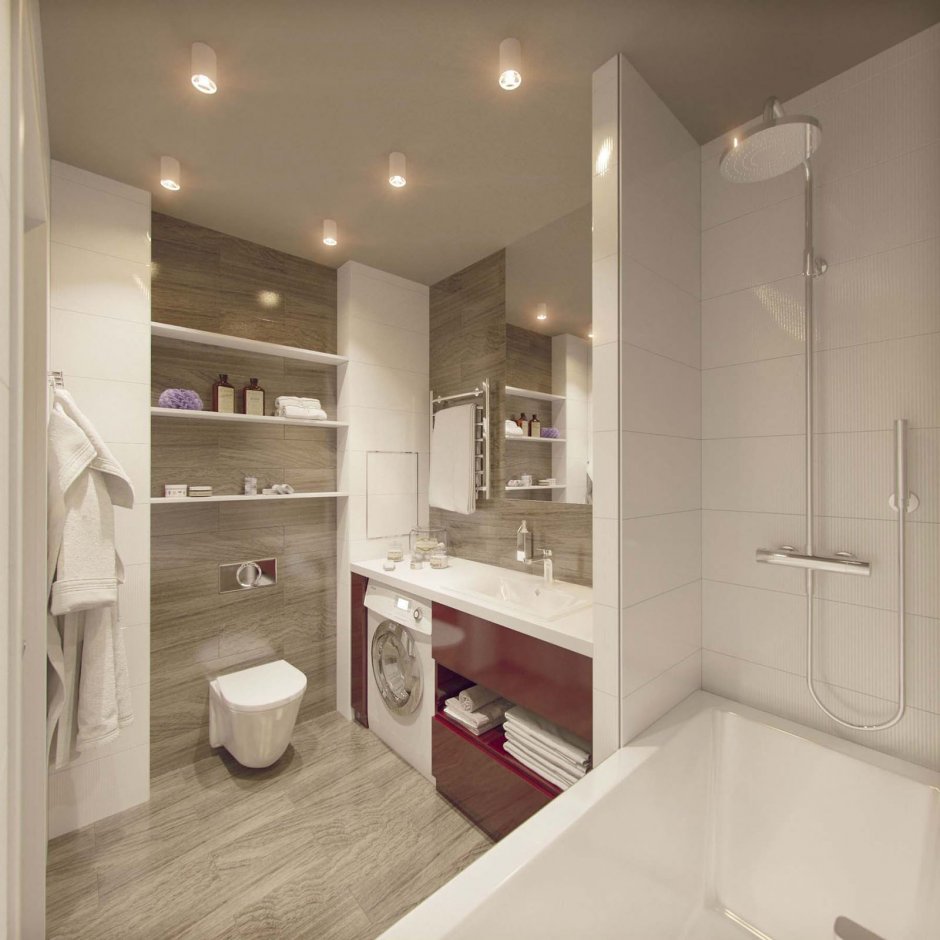 Современная ванная комната 4 кв метра