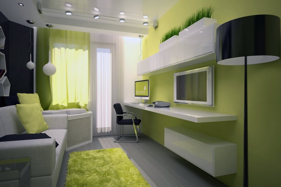 Комната в салатовом цвете для подростка (35 фото)