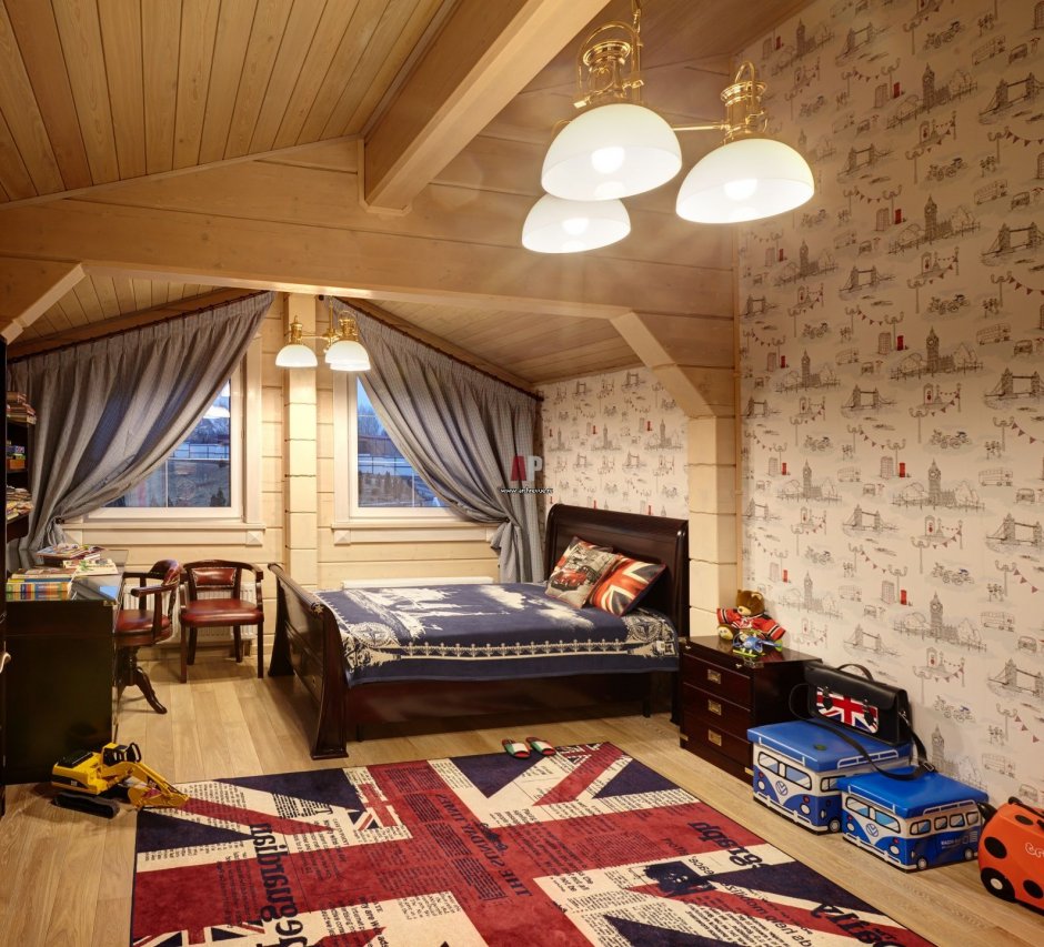 Подростковая комната в деревянном доме (34 фото)