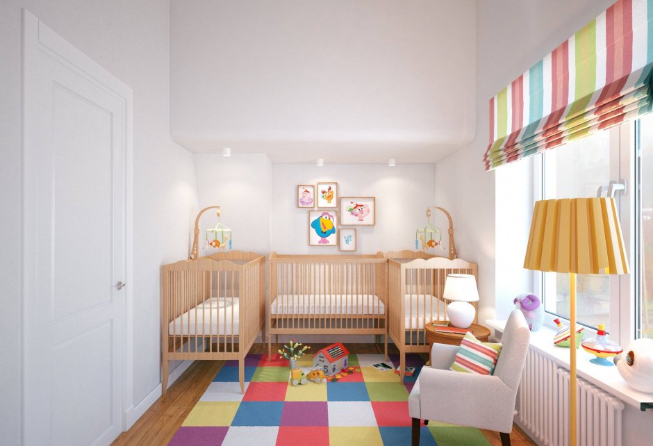 Детские комнаты для тройняшек