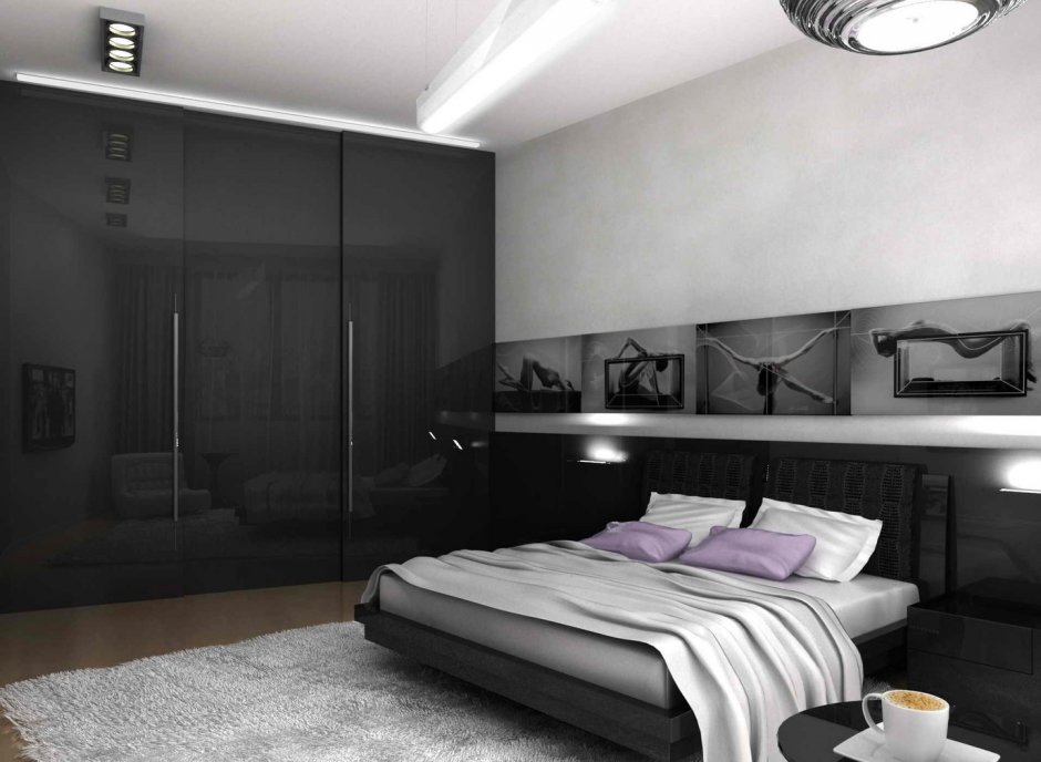 Чёрные современные спальни