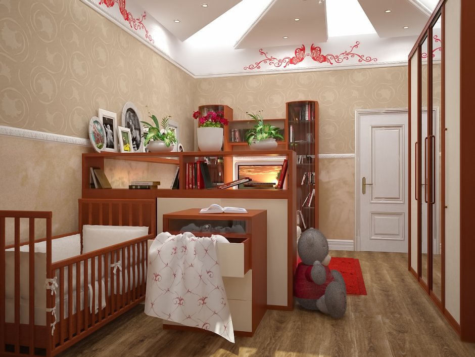 Интерьер детской комнаты с мебелью из шпона
