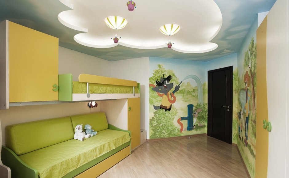 Потолок из гипсокартона для детской комнаты