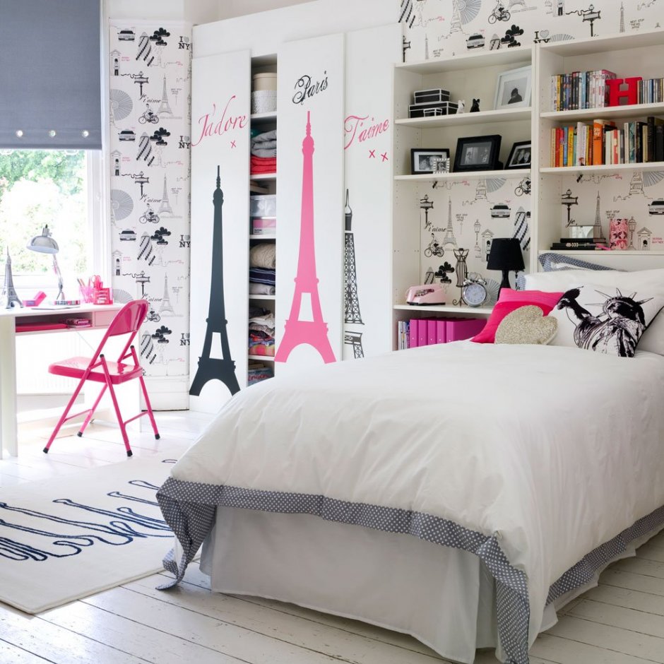 Бело чёрно розовые комнаты из Пинтерест