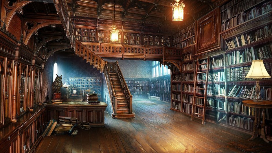 Большая библиотека в замке