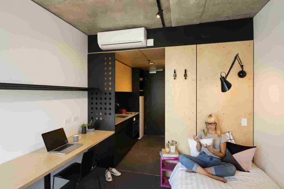 Дизайнерские решения в комнате в общежитие