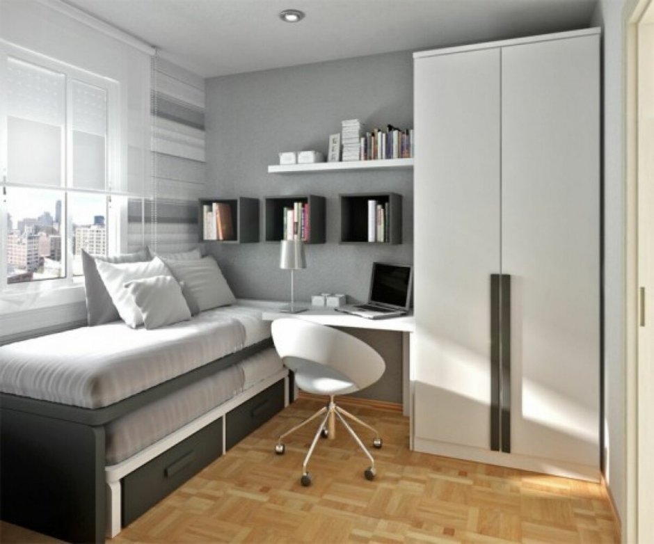 Дизайн белой комнаты для подростка 15 кв