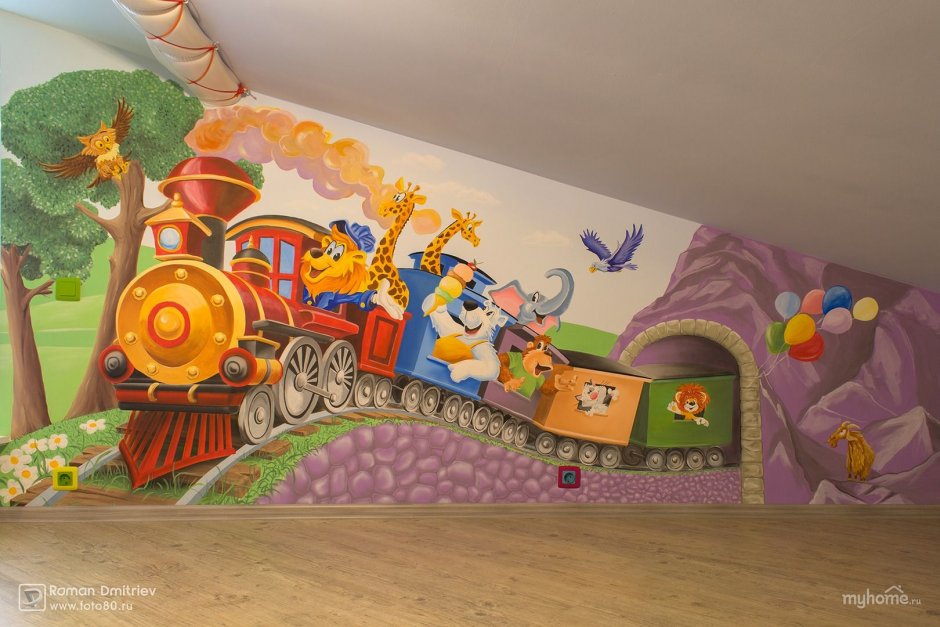 Роспись стен в детской игровой комнате