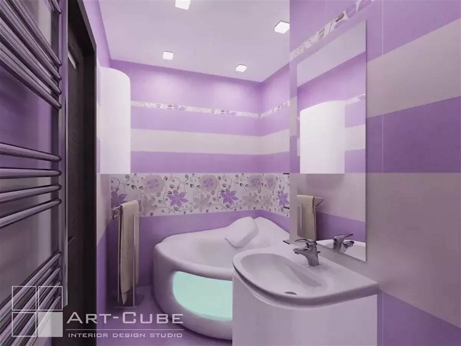 Ванна в хрущевке фиолетового цвета
