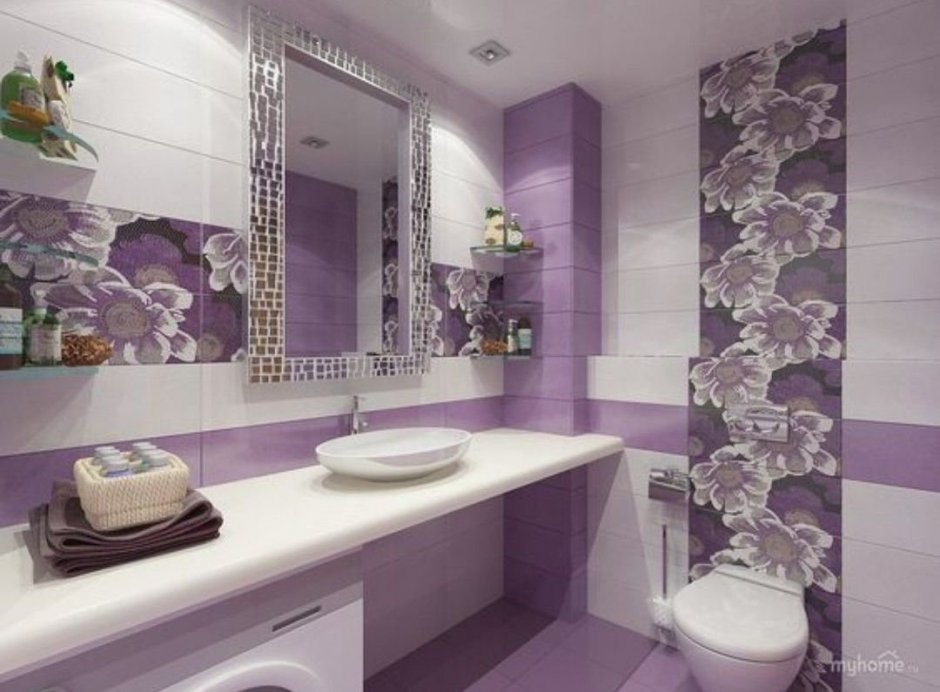Фиолетовая плитка для ванной комнаты