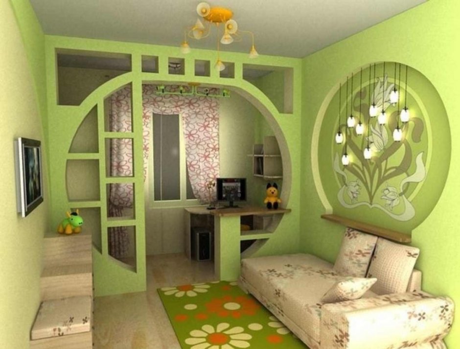 Дизайн детской комнаты из гипсокартона