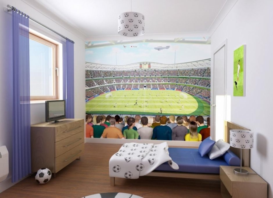 Интерьер комнаты для мальчика футбол