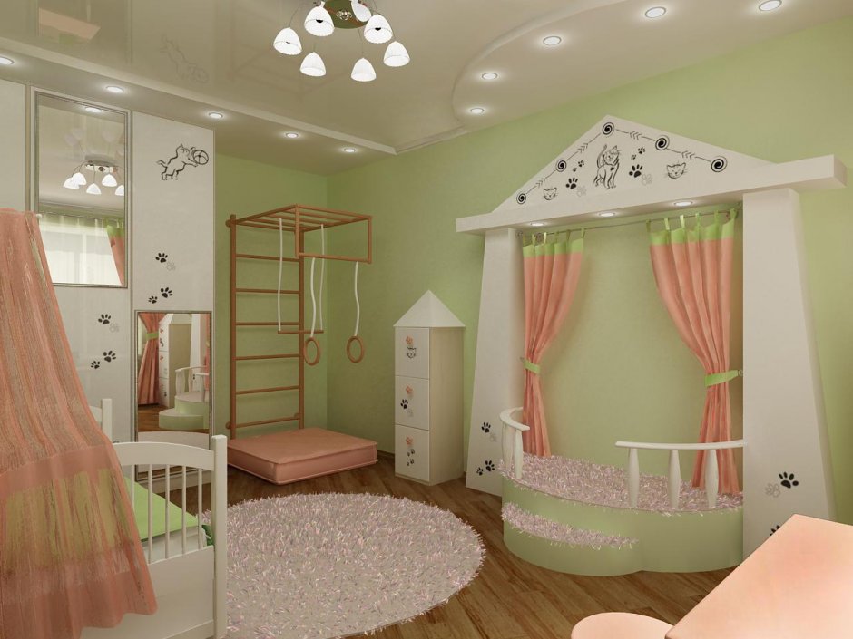 Необычный интерьер штор для детской комнаты