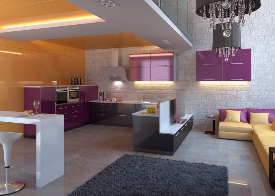 Цветовая гамма кухни гостиной (63 фото)