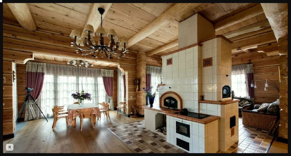 Интерьеры деревянных домов с печью