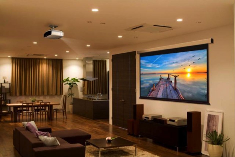 Living Room with Projector Screen