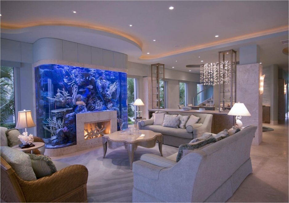 Гостиная с аквариумом и телевизором (61 фото)