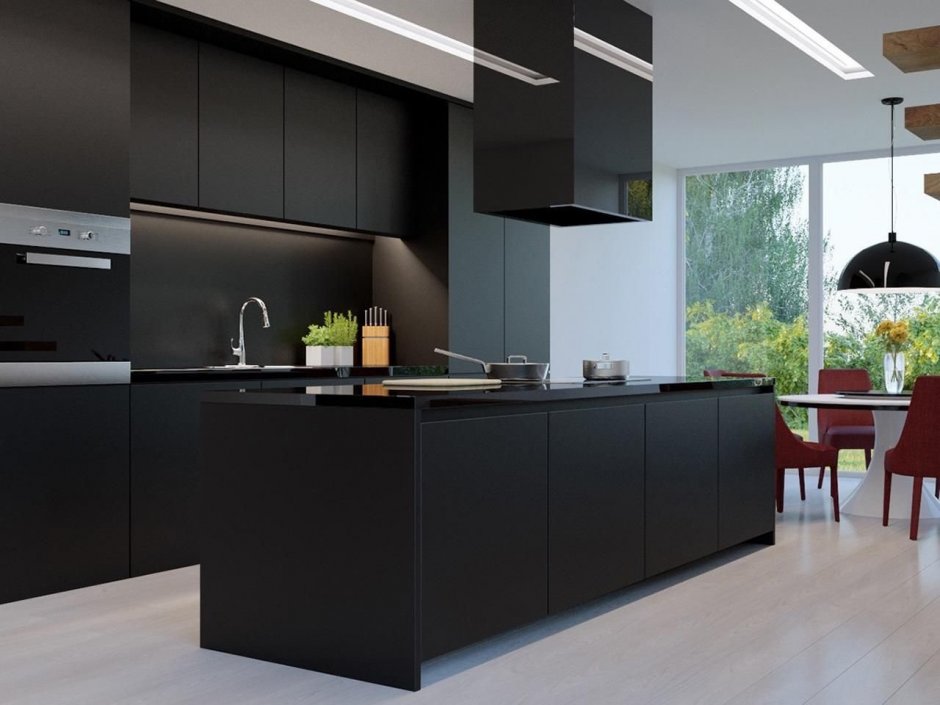 Черная матовая кухня