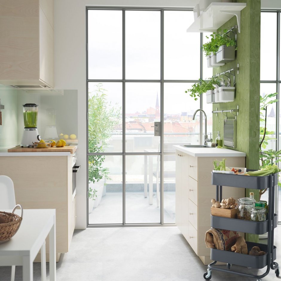 Дизайн интерьера с зеленой кухней икеа