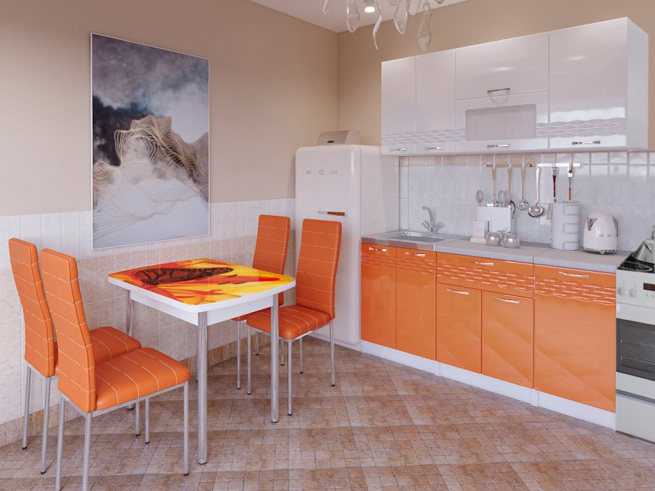 Оранжевый стол для кухни