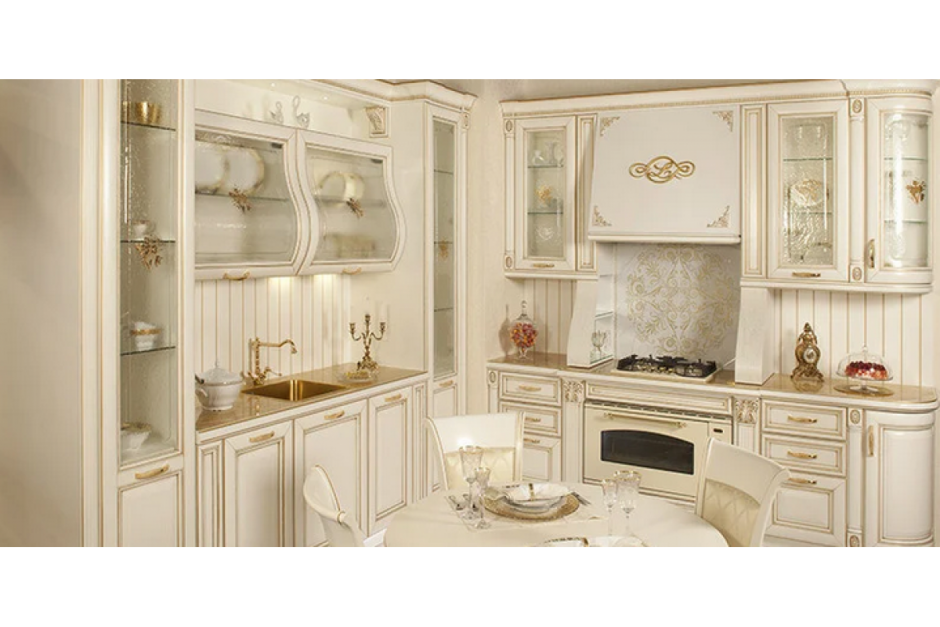 Кухня Неоклассика патина золото
