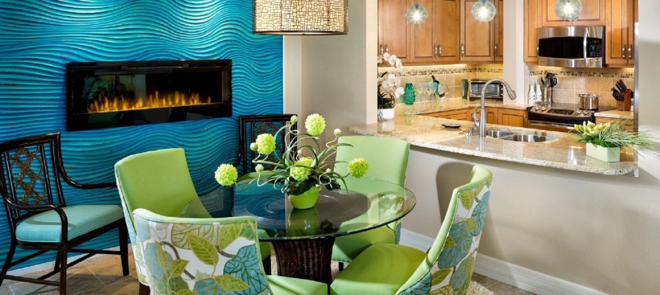 Кухня в сине зеленых тонах