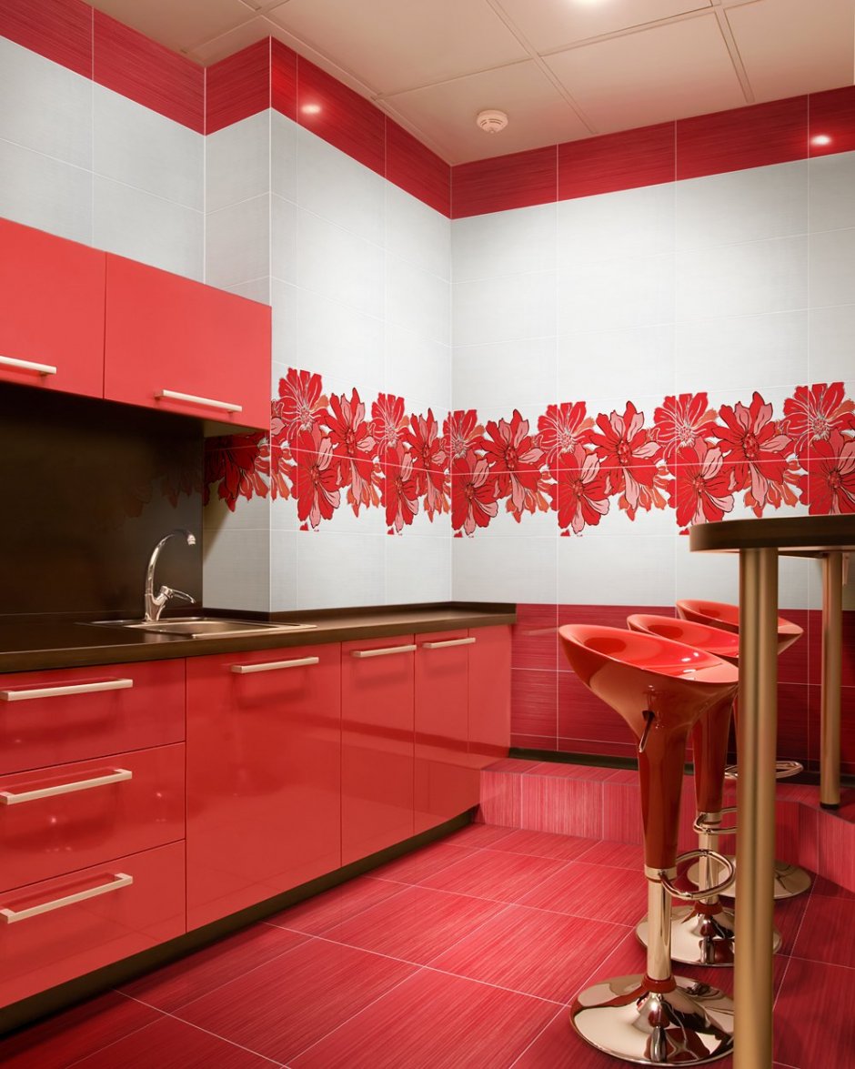 Интерьер кухни в Красном стиле