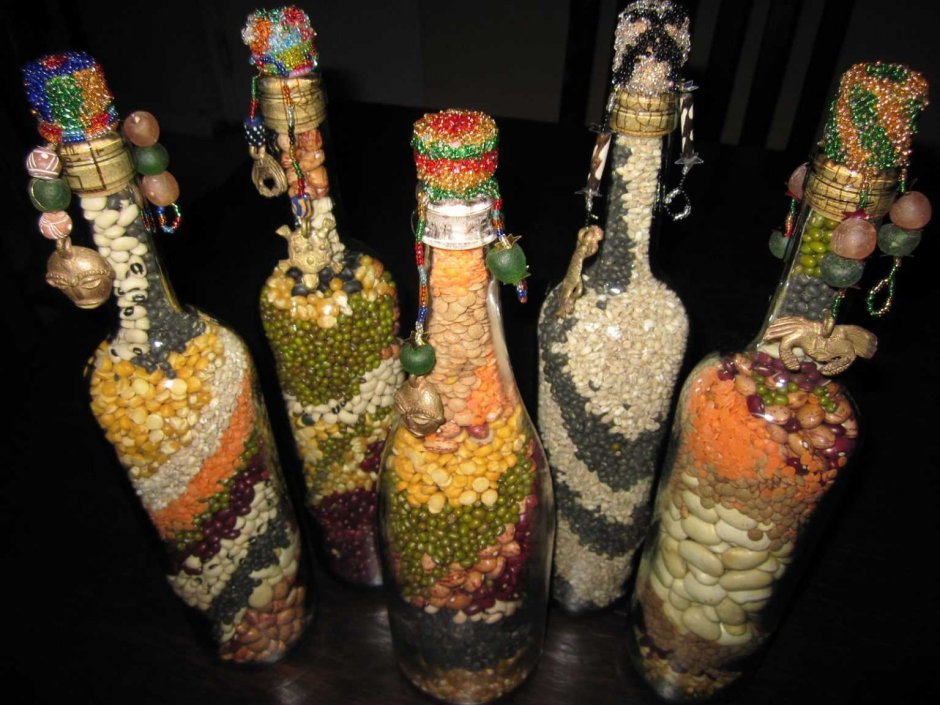 Декоративные бутылки с крупами