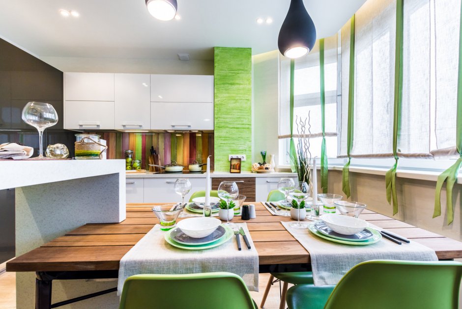 Кухня столовая в экологическом стиле
