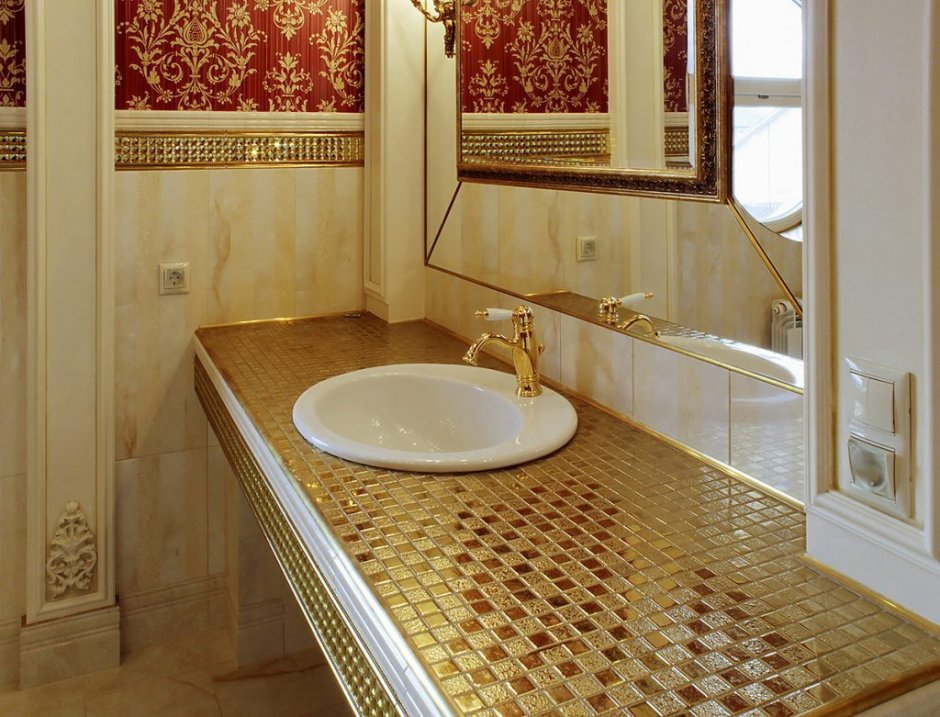 Столешницы в ванную комнату из мозаики