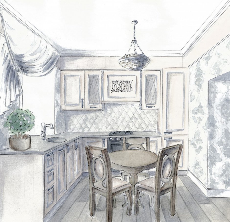 Рисунок на кухню красками