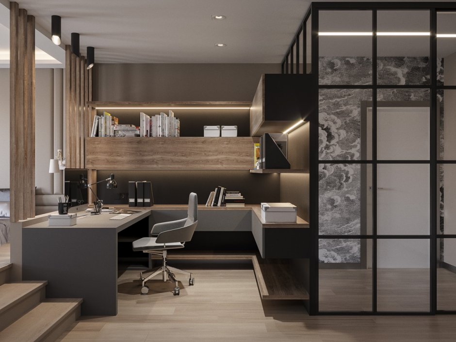 Интерьер студии с барной стойкой